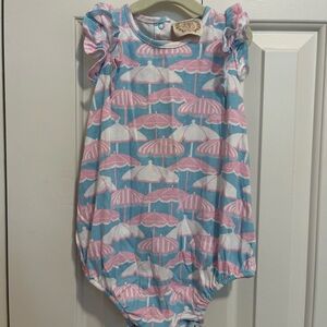 The Beaufort Bonnet Company Pink and Blue Umbrella Romper